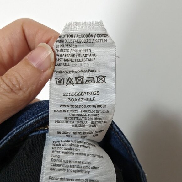 Topshop Leigh Moto Skinny Jeans Blue Size 28 - Picture 8 of 8